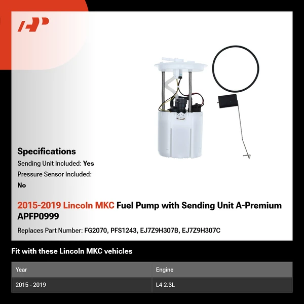 2015-2019 Lincoln MKC Fuel Pump with Sending Unit A-Premium APFP0999