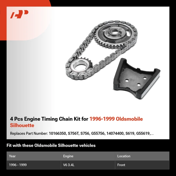 4 Pcs Engine Timing Chain Kit for 1996-1999 Oldsmobile Silhouette