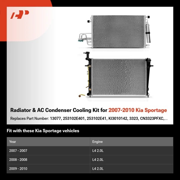 Radiator & AC Condenser Cooling Kit for 2007-2010 Kia Sportage