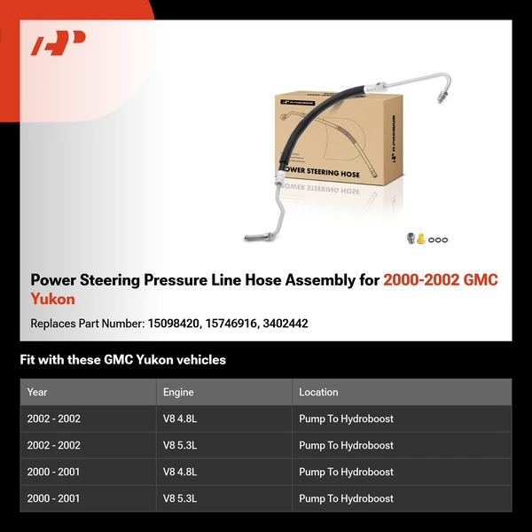 Power Steering Pressure Line Hose Assembly for 2000-2002 GMC Yukon