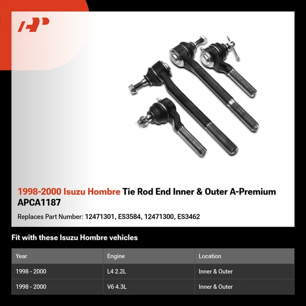 1998-2000 Isuzu Hombre Tie Rod End Inner & Outer A-Premium APCA1187
