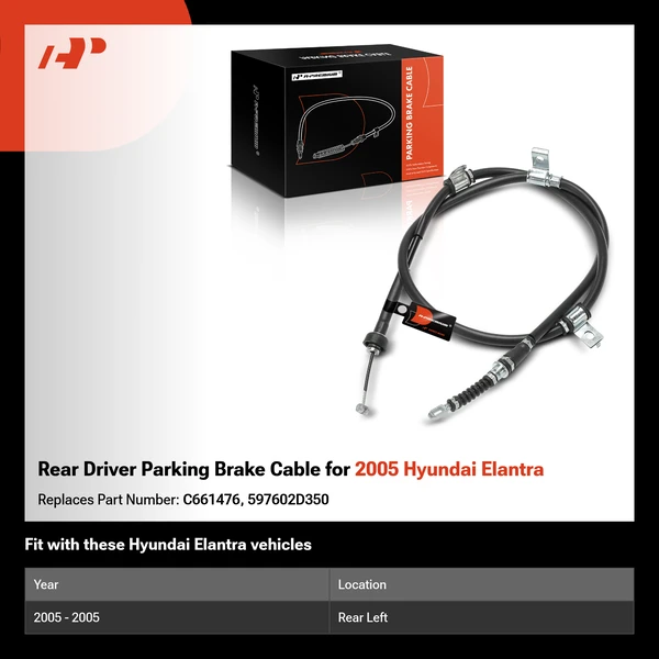Rear Driver Parking Brake Cable for 2005 Hyundai Elantra