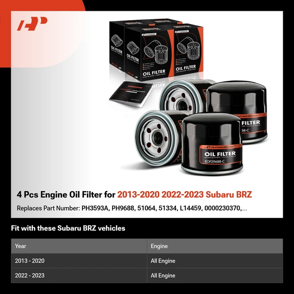 4 Pcs Engine Oil Filter for 2013-2020 2022-2023 Subaru BRZ