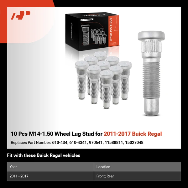 10 Pcs M14-1.50 Wheel Lug Stud for 2011-2017 Buick Regal