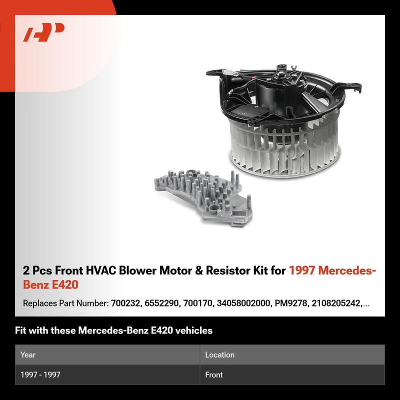 2 Pcs Front HVAC Blower Motor & Resistor Kit for 1997 Mercedes-Benz E420