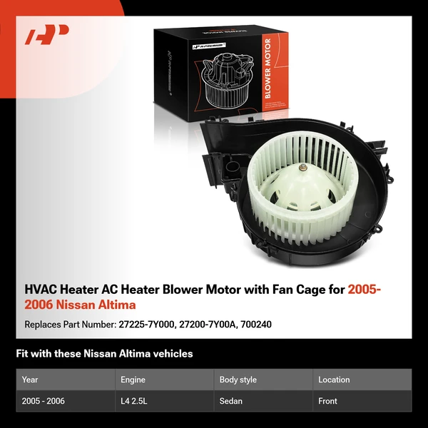 HVAC Heater AC Heater Blower Motor with Fan Cage for 2005-2006 Nissan Altima