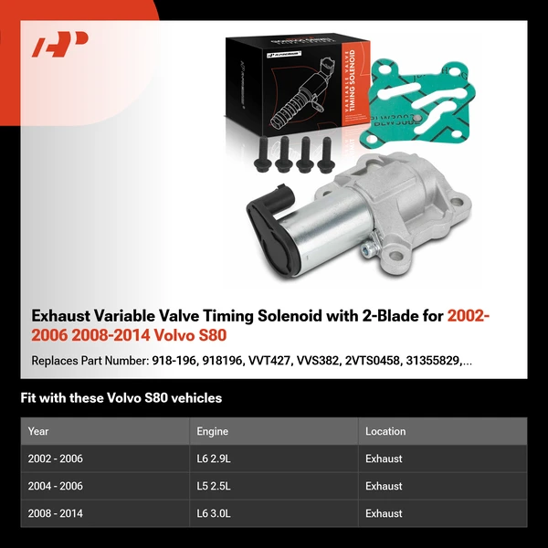 Exhaust Variable Valve Timing Solenoid with 2-Blade for 2002-2006 2008-2014 Volvo S80