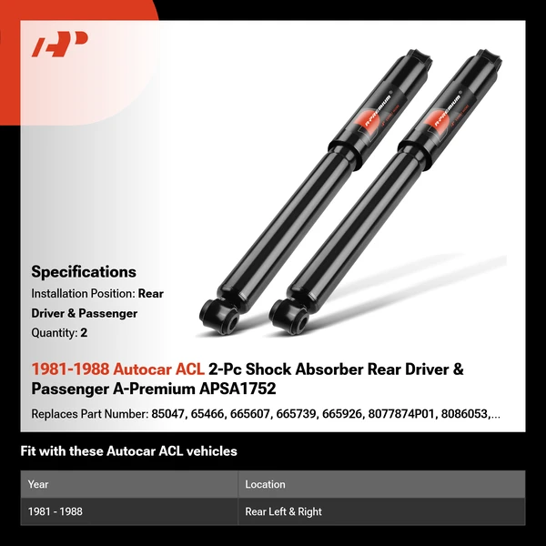 1981-1988 Autocar ACL 2-Pc Shock Absorber Rear Driver & Passenger A-Premium APSA1752