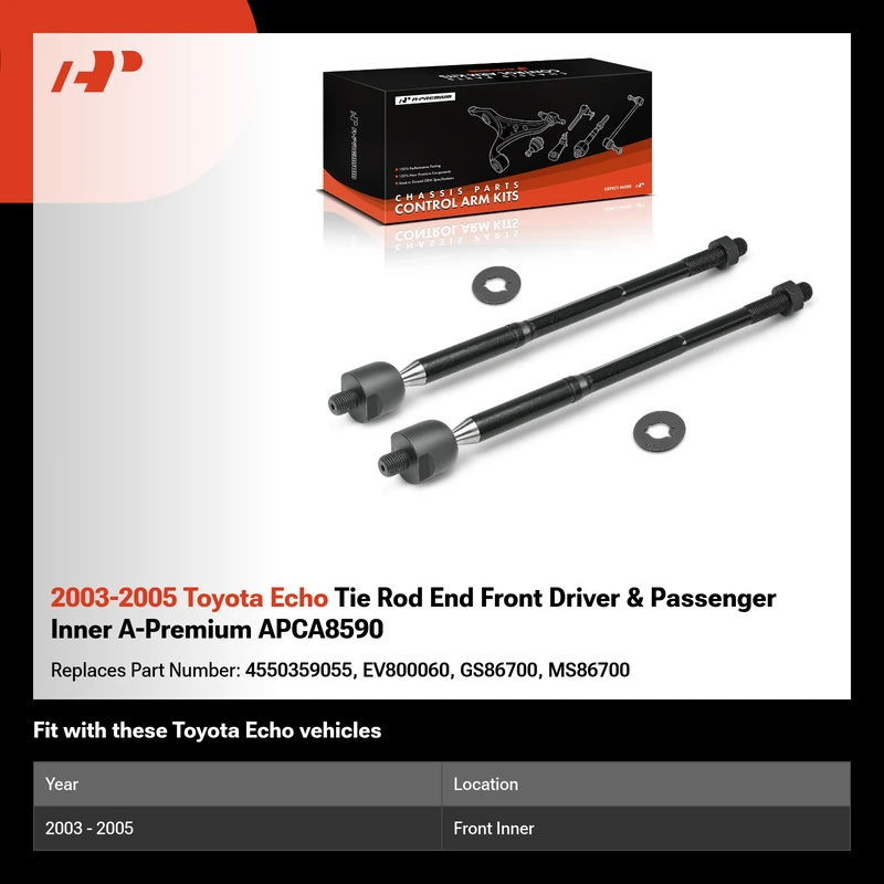 2003-2005 Toyota Echo Tie Rod End Front Driver & Passenger Inner A-Premium APCA8590