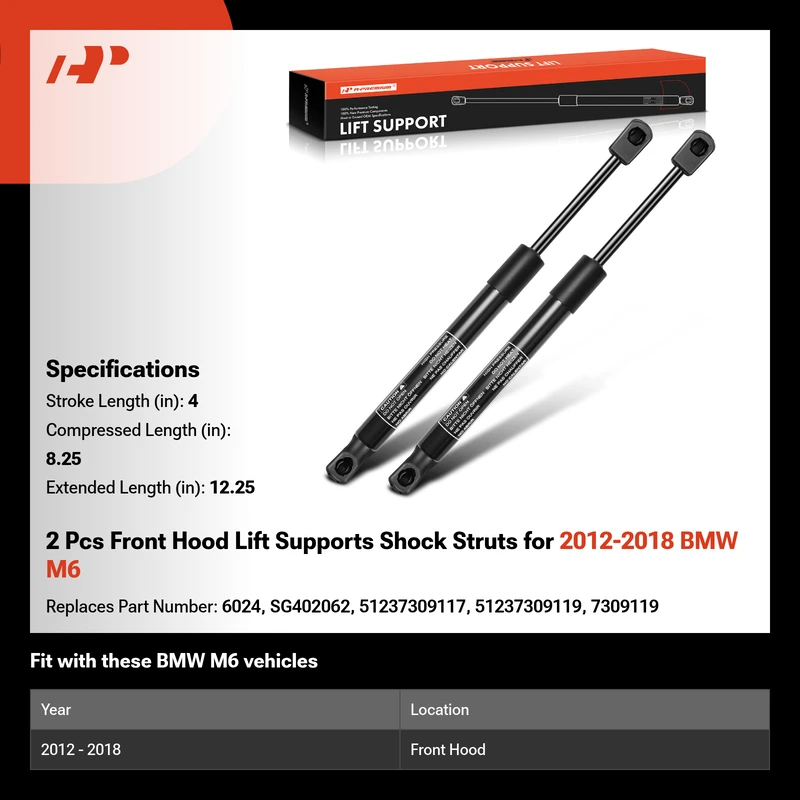 2 Pcs Front Hood Lift Supports Shock Struts for 2012-2018 BMW M6