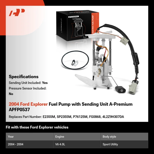2004 Ford Explorer Fuel Pump with Sending Unit A-Premium APFP0537