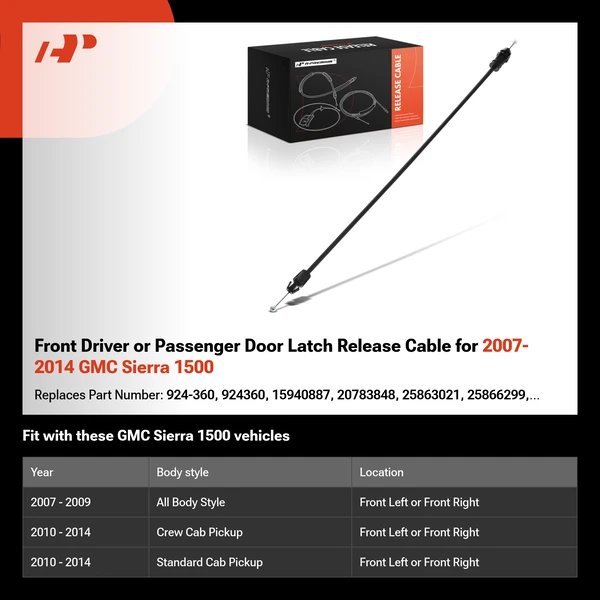 Front Driver or Passenger Door Latch Release Cable for 2007-2014 GMC Sierra 1500