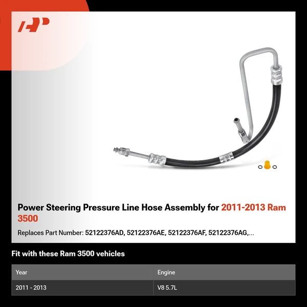 Power Steering Pressure Line Hose Assembly for 2011-2013 Ram 3500