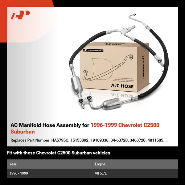 AC Manifold Hose Assembly for 1996-1999 Chevrolet C2500 Suburban