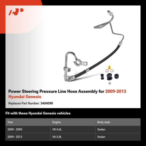 Power Steering Pressure Line Hose Assembly for 2009-2013 Hyundai Genesis