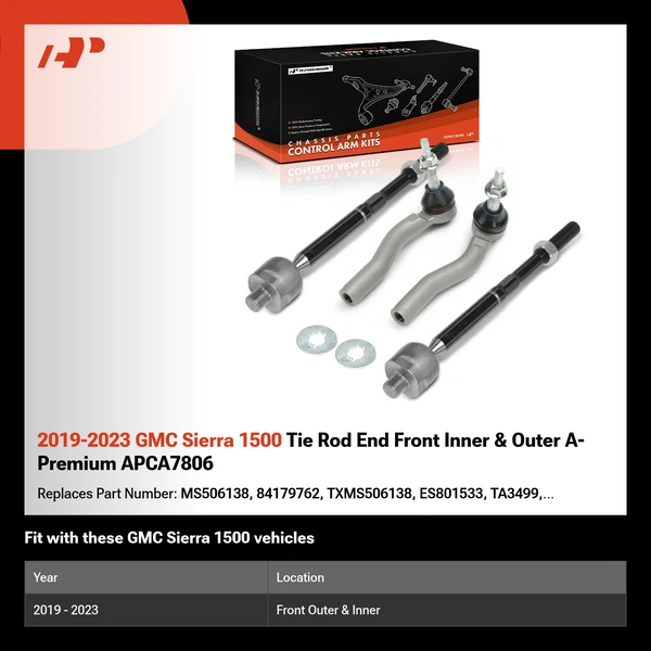 2019-2023 GMC Sierra 1500 Tie Rod End Front Inner & Outer A-Premium APCA7806