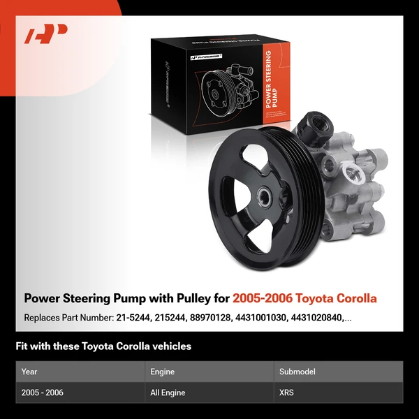 Power Steering Pump with Pulley for 2005-2006 Toyota Corolla