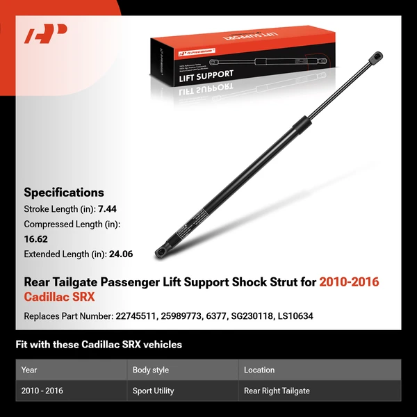 Rear Tailgate Passenger Lift Support Shock Strut for 2010-2016 Cadillac SRX