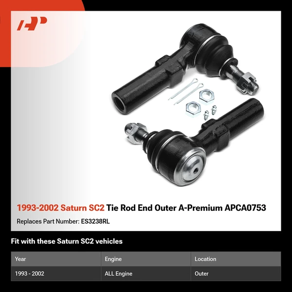 1993-2002 Saturn SC2 Tie Rod End Outer A-Premium APCA0753