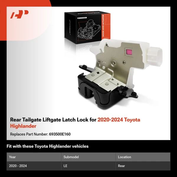 Rear Tailgate Liftgate Latch Lock for 2020-2024 Toyota Highlander