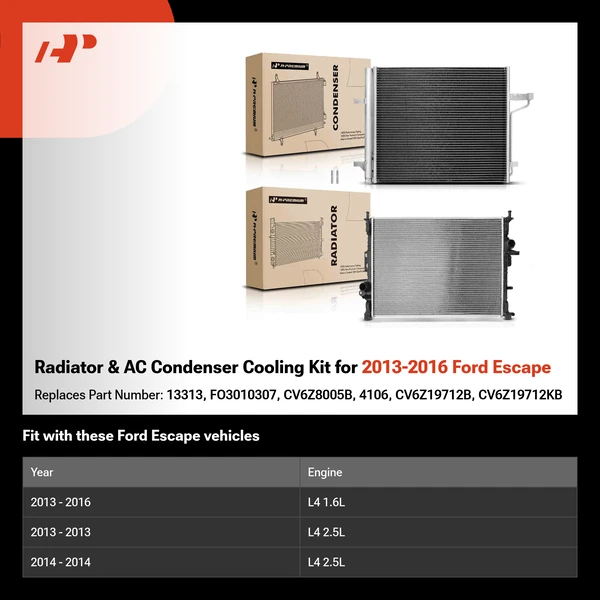 Radiator & AC Condenser Cooling Kit for 2013-2016 Ford Escape