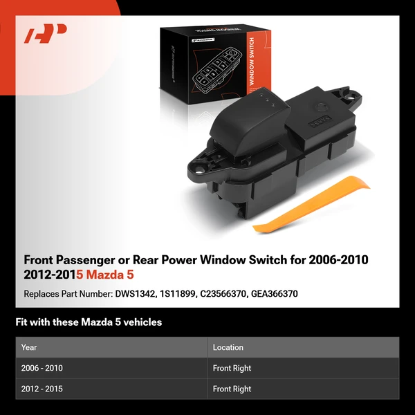 Front Passenger or Rear Power Window Switch for 2006-2010 2012-2015 Mazda 5