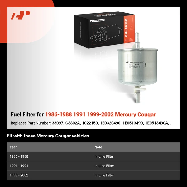 Fuel Filter for 1986-1988 1991 1999-2002 Mercury Cougar
