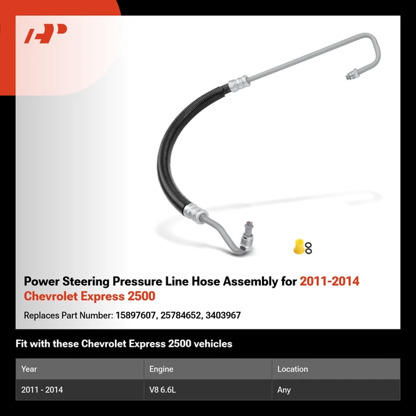 Power Steering Pressure Line Hose Assembly for 2011-2014 Chevrolet Express 2500