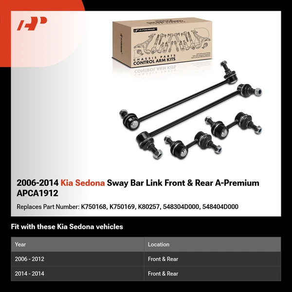2006-2014 Kia Sedona Sway Bar Link Front & Rear A-Premium APCA1912