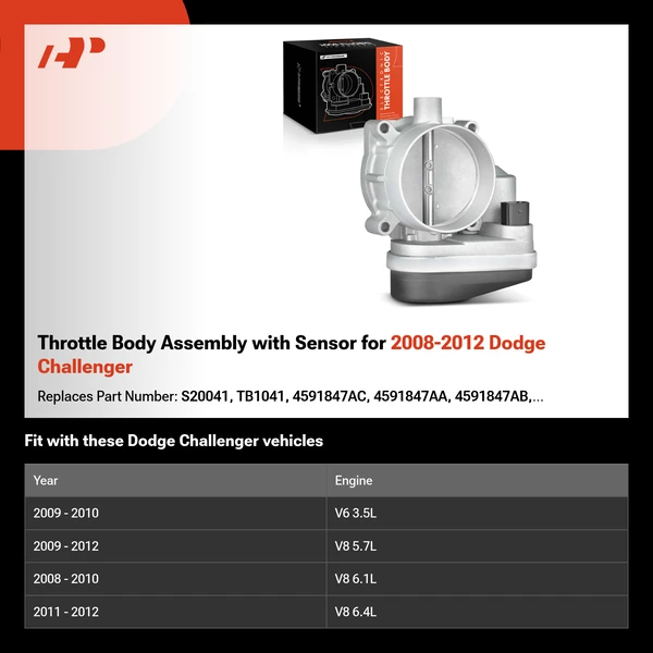 Throttle Body Assembly with Sensor for 2008-2012 Dodge Challenger