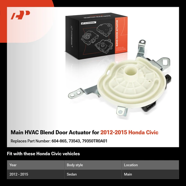 Main HVAC Blend Door Actuator for 2012-2015 Honda Civic