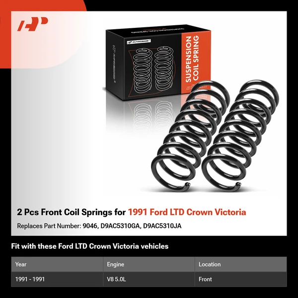 2 Pcs Front Coil Springs for 1991 Ford LTD Crown Victoria