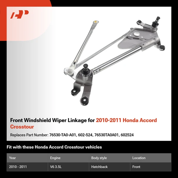 Front Windshield Wiper Linkage for 2010-2011 Honda Accord Crosstour