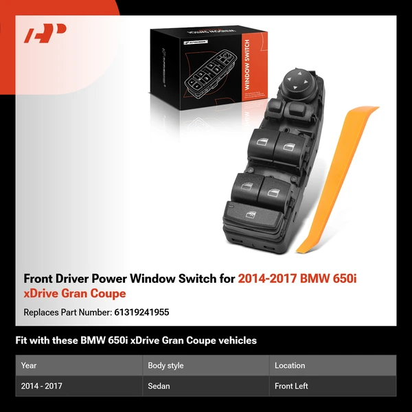 Front Driver Power Window Switch for 2014-2017 BMW 650i xDrive Gran Coupe