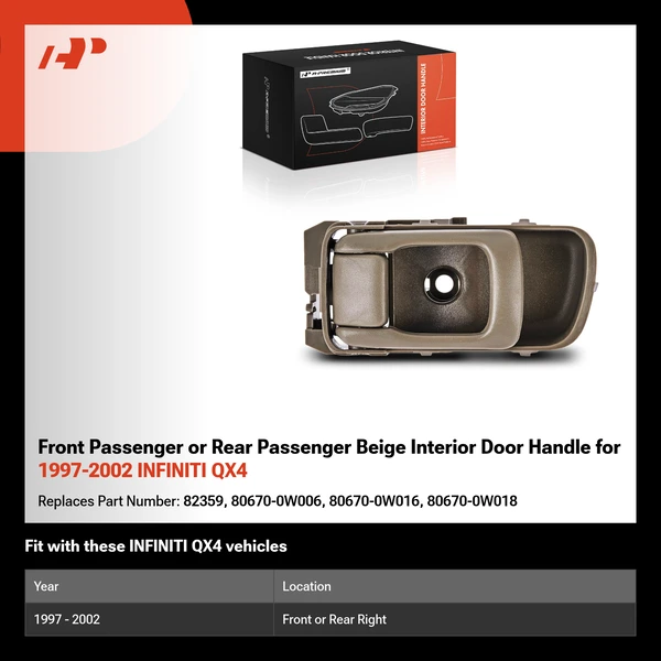 Front Passenger or Rear Passenger Beige Interior Door Handle for 1997-2002 INFINITI QX4