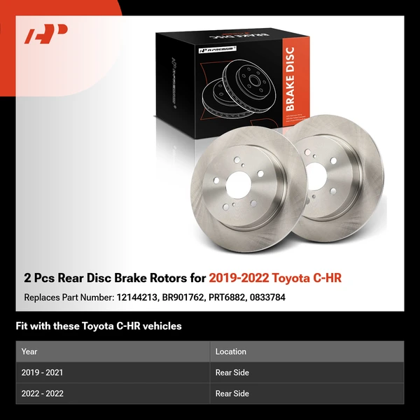 2 Pcs Rear Disc Brake Rotors for 2019-2022 Toyota C-HR