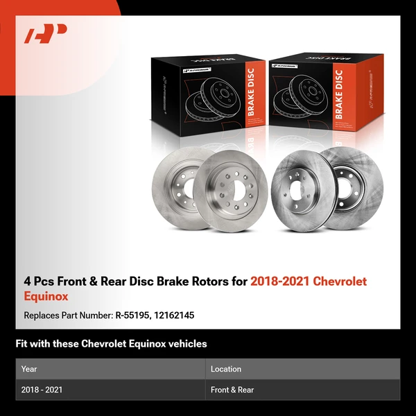 4 Pcs Front & Rear Disc Brake Rotors for 2018-2021 Chevrolet Equinox