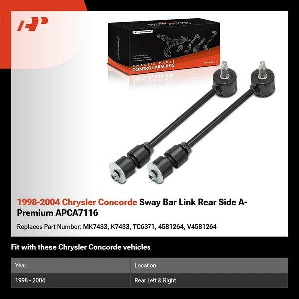 1998-2004 Chrysler Concorde Sway Bar Link Rear Side A-Premium APCA7116