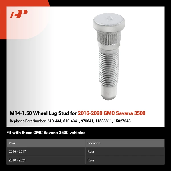 M14-1.50 Wheel Lug Stud for 2016-2020 GMC Savana 3500