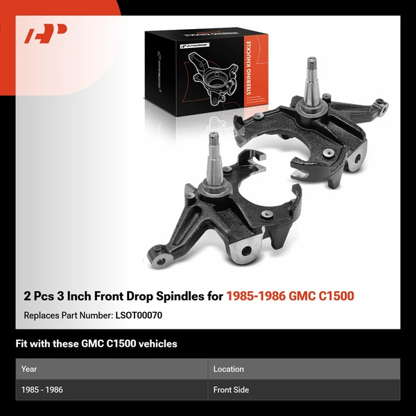 2 Pcs 3 Inch Front Drop Spindles for 1985-1986 GMC C1500