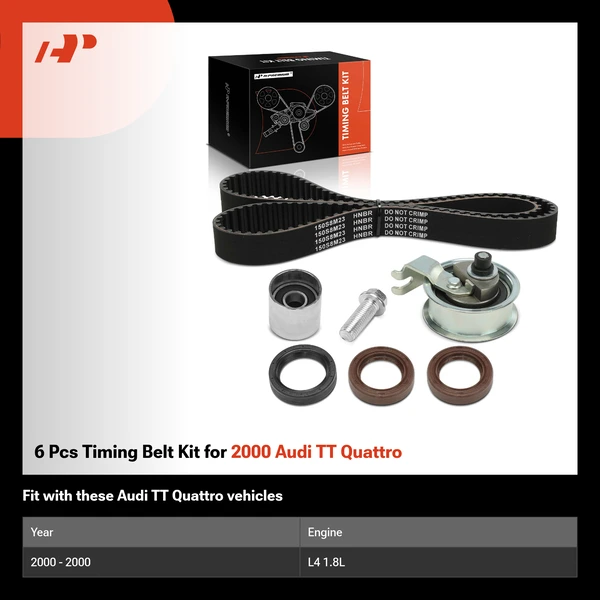 6 Pcs Timing Belt Kit for 2000 Audi TT Quattro