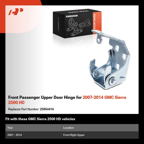 Front Passenger Upper Door Hinge for 2007-2014 GMC Sierra 2500 HD