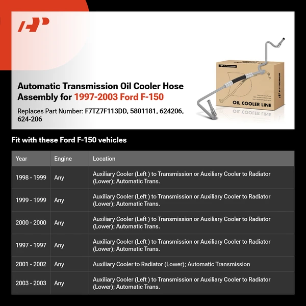 Automatic Transmission Oil Cooler Hose Assembly for 1997-2003 Ford F-150