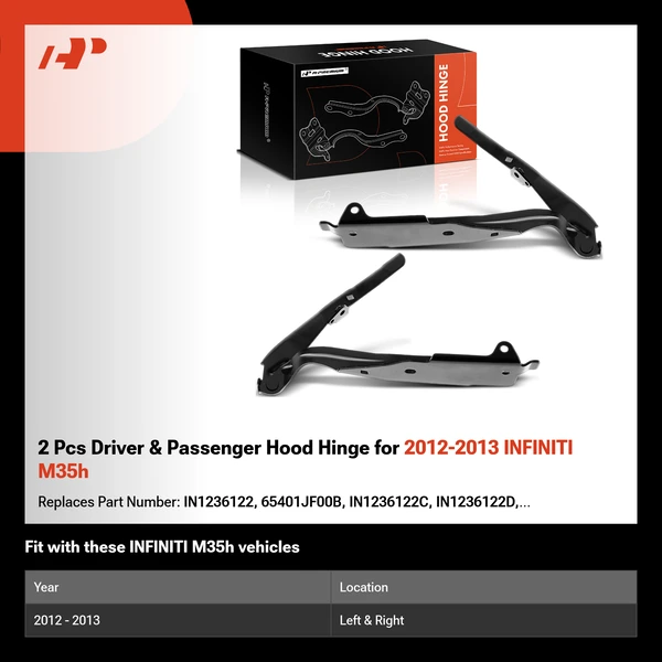 2 Pcs Driver & Passenger Hood Hinge for 2012-2013 INFINITI M35h