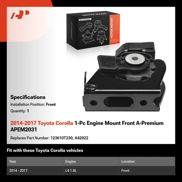 2014-2017 Toyota Corolla 1-Pc Engine Mount Front A-Premium APEM2031