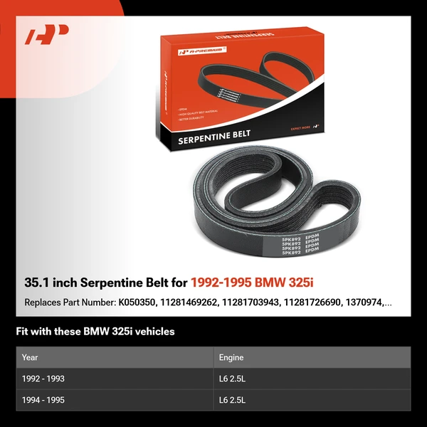 35.1 inch Serpentine Belt for 1992-1995 BMW 325i