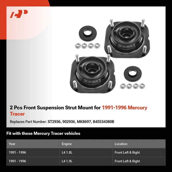 2 Pcs Front Suspension Strut Mount for 1991-1996 Mercury Tracer