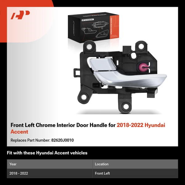 Front Left Chrome Interior Door Handle for 2018-2022 Hyundai Accent