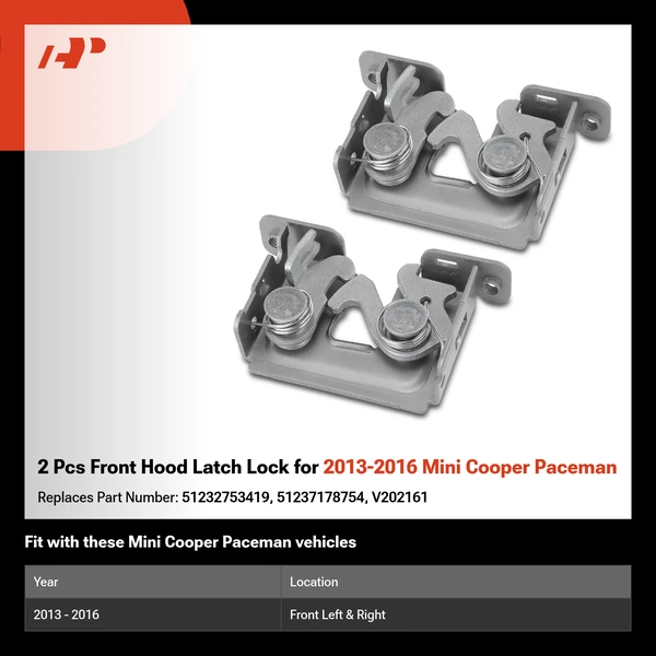 2 Pcs Front Hood Latch Lock for 2013-2016 Mini Cooper Paceman