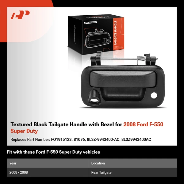 Textured Black Tailgate Handle with Bezel for 2008 Ford F-550 Super Duty